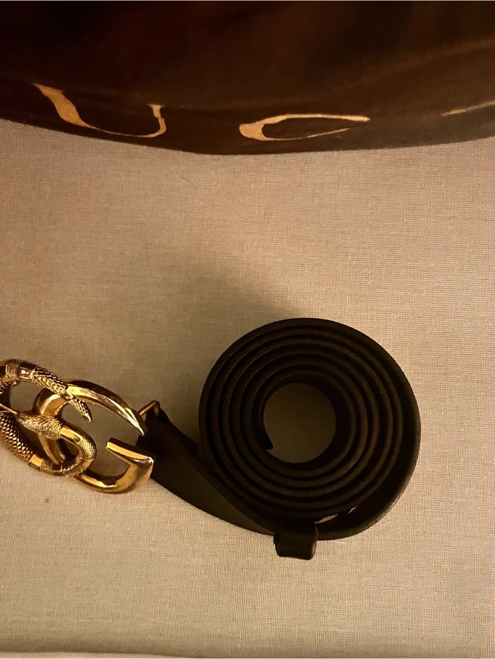 Gucci Black Leather Belt with Gold Double G Snake Buckle unisex